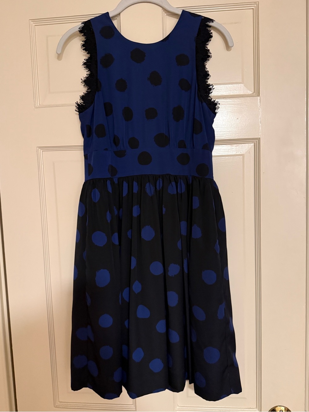 Anthropologie Blue and Black Polka Dot Dress size 2